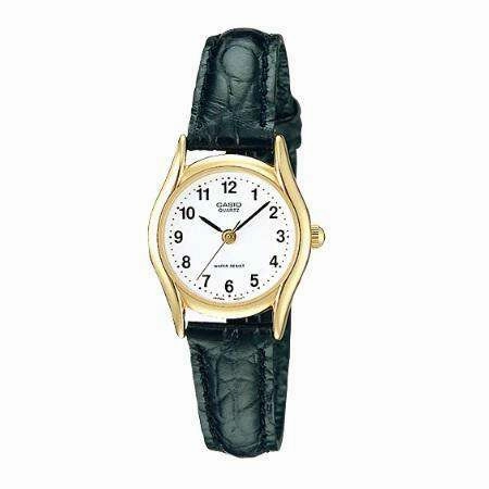 Casio LTP-1094Q-7B1RDF Black Leather Watch for Women