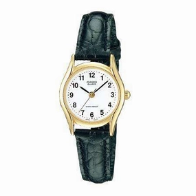 Casio LTP-1094Q-7B1RDF Black Leather Watch for Women
