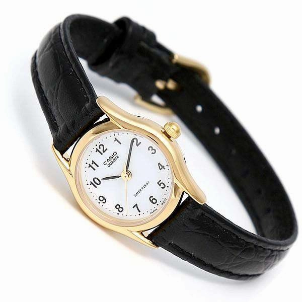 Casio LTP-1094Q-7B1RDF Black Leather Watch for Women