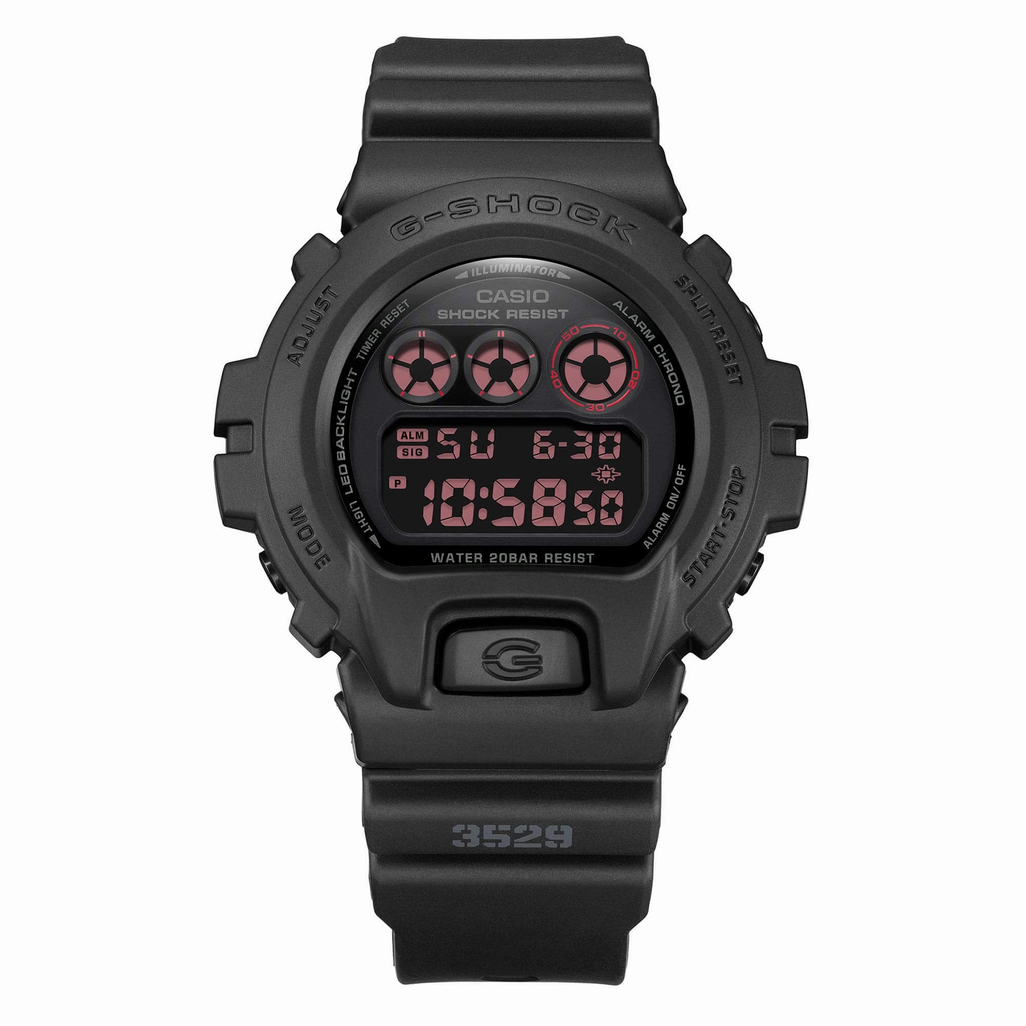 Casio Men's Alarm Watch - G-Shock Classic Dive Digital Black Dial | DW6900MS-1