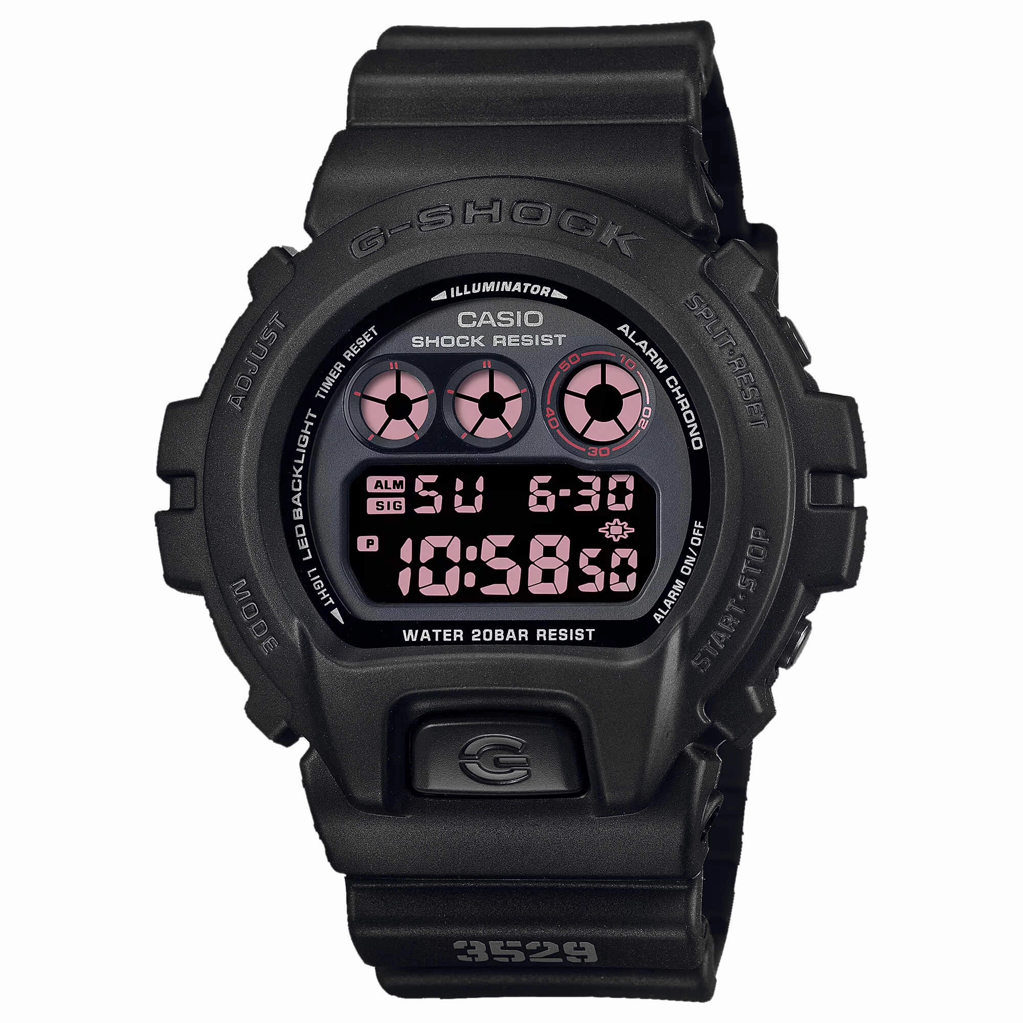 Casio Men's Alarm Watch - G-Shock Classic Dive Digital Black Dial | DW6900MS-1