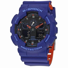 Casio Men's Ana-Digi Watch - G-Shock Blue & Orange Resin Strap Dive | GA100L-2A
