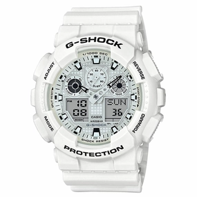 Casio Men's Ana-Digi Watch - G-Shock White Resin Strap | GA100MW-7A