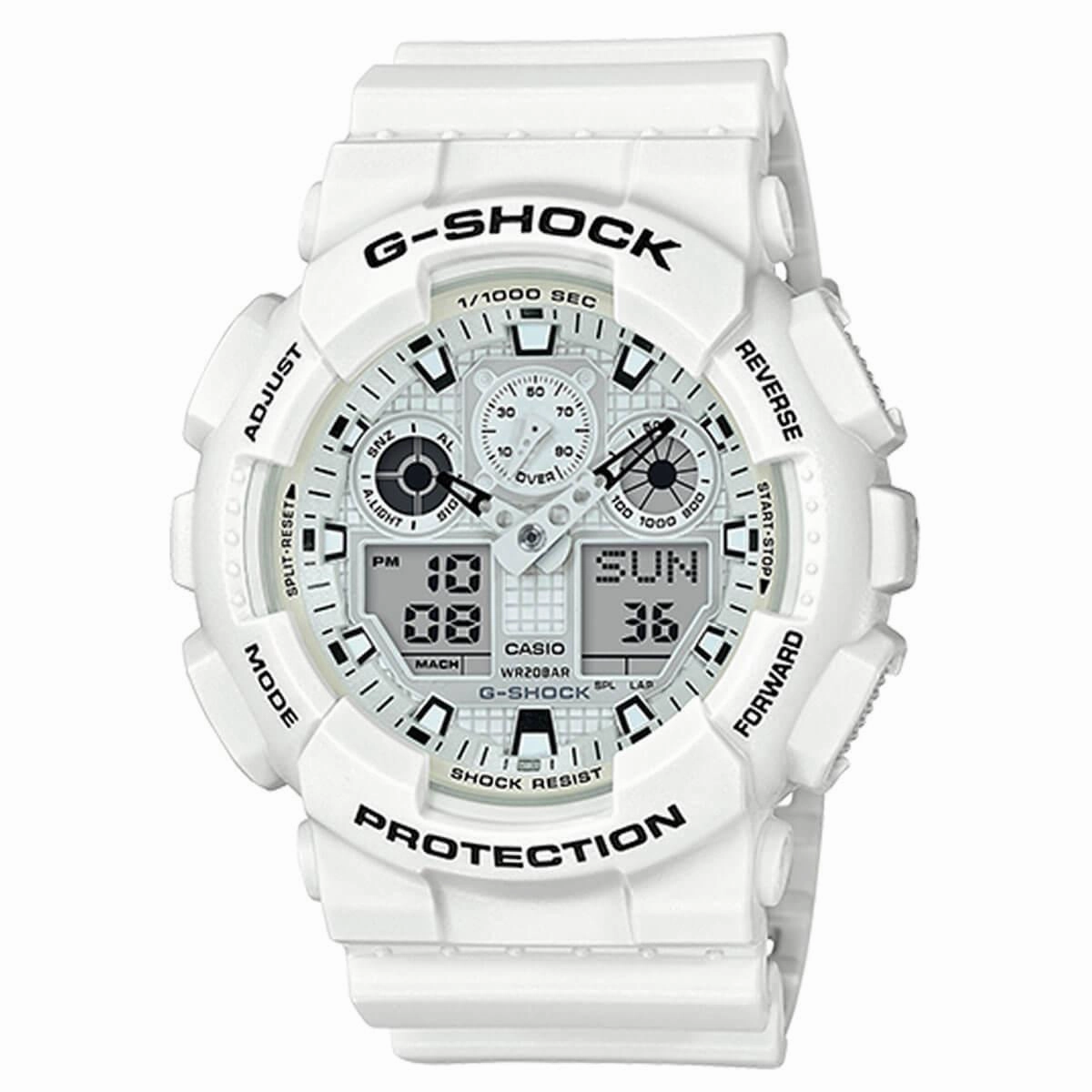 Casio Men's Ana-Digi Watch - G-Shock White Resin Strap | GA100MW-7A