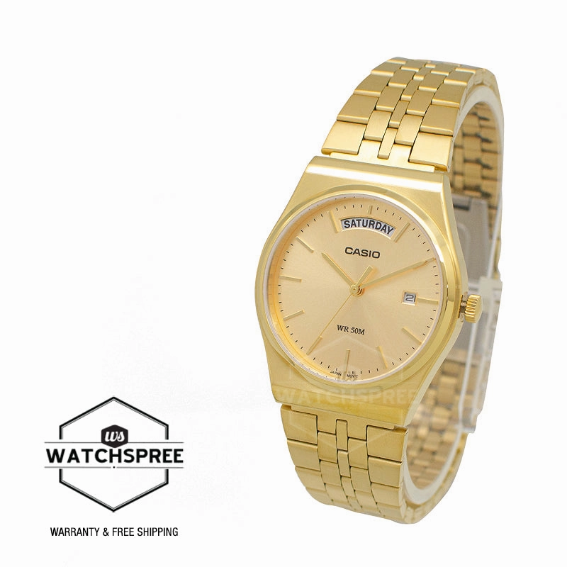 Casio Men's Analog Gold Ion Plated Stainless Steel Band Watch MTPB146G-9A MTP-B146G-9A