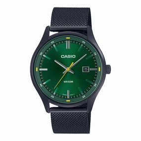Casio Men's Analog Sporty Black Ion Plated Stainless Steel Mesh Band Watch MTPE710MB-3A MTP-E710MB-3A