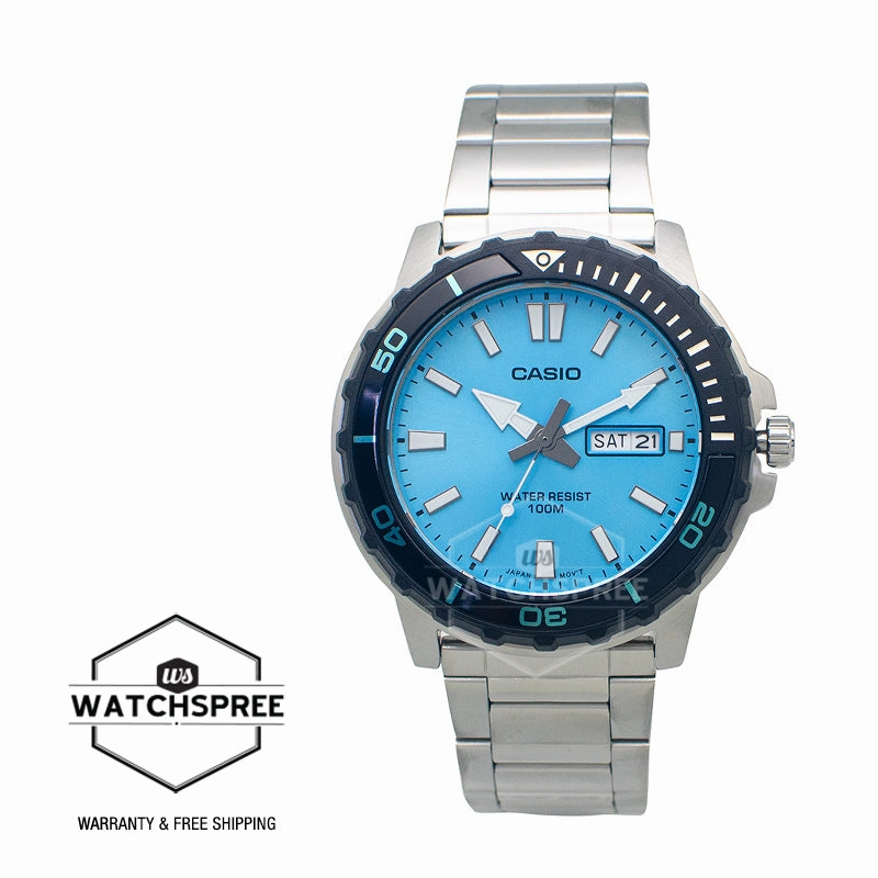 Casio Men's Analog Sporty Stainless Steel Band Watch MTD125D-2A3 MTD-125D-2A3