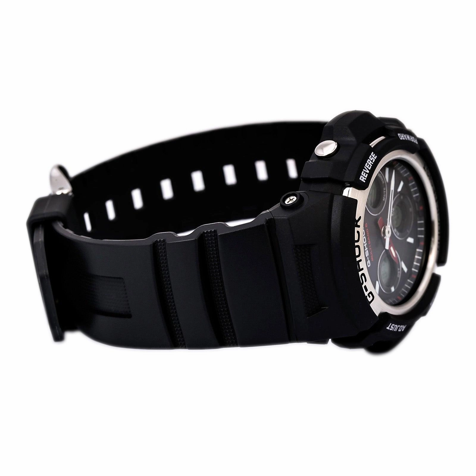 Casio Men's Atomic Watch - G-Shock Ana-Digital Black Dial Resin Strap | AWGM100-1A