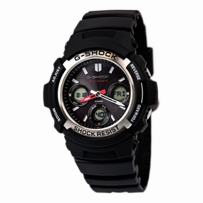 Casio Men's Atomic Watch - G-Shock Ana-Digital Black Dial Resin Strap | AWGM100-1A