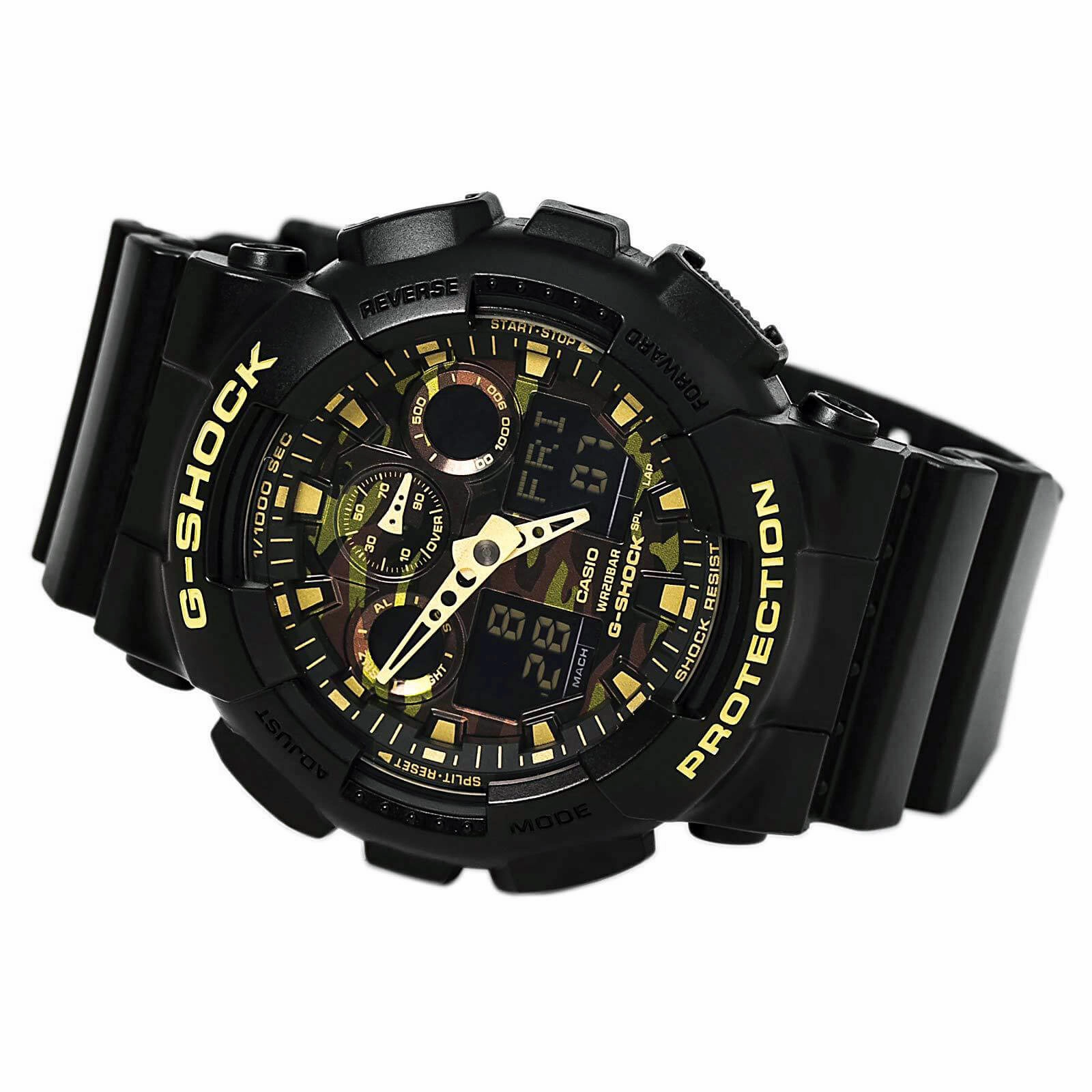 Casio Men's G-Shock Ana-Digi Camouflage Dial Resin Strap Dive Watch | GA100CF-1A9