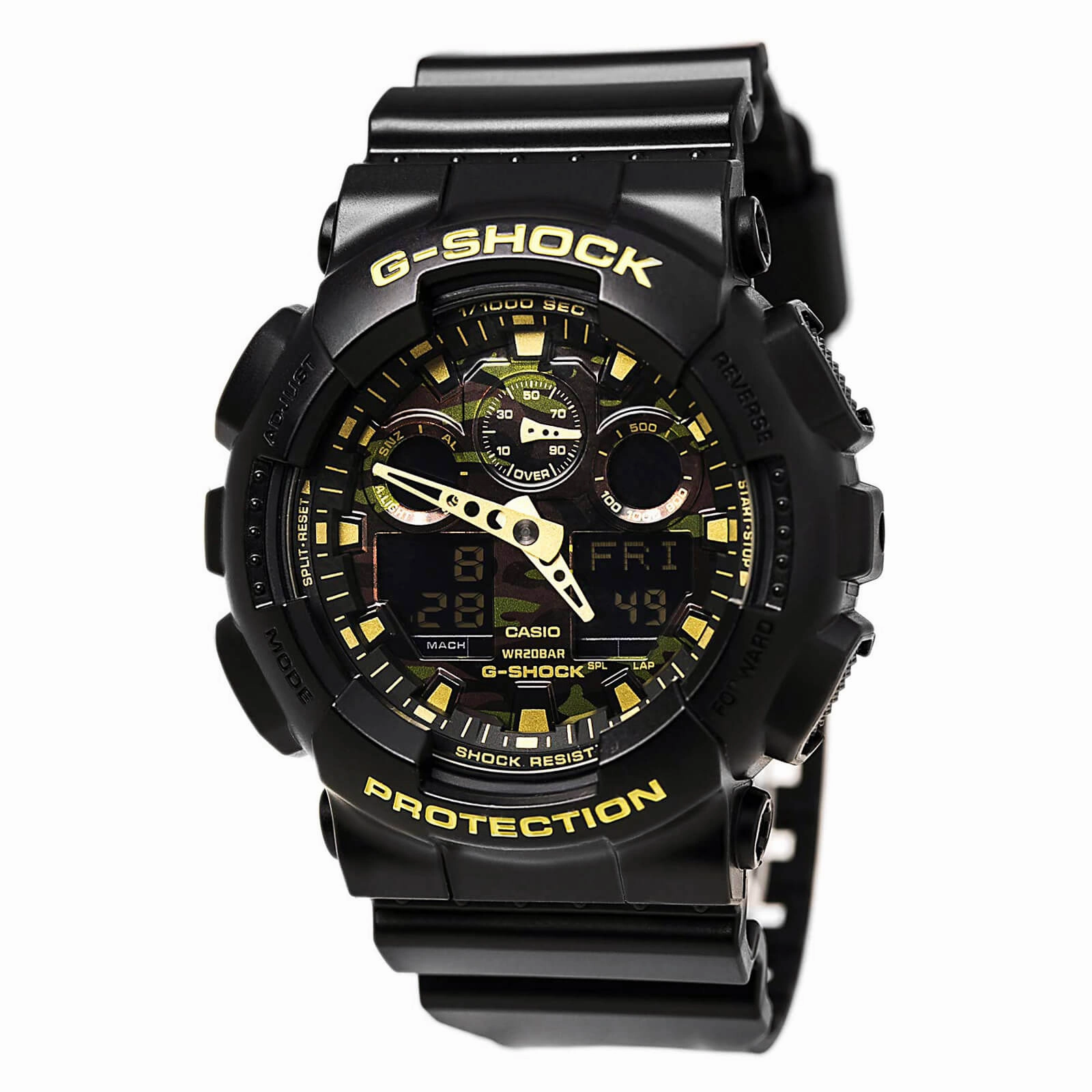 Casio Men's G-Shock Ana-Digi Camouflage Dial Resin Strap Dive Watch | GA100CF-1A9