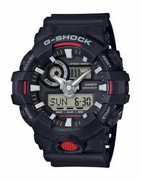 Casio Men's G-Shock Analog/Digital - Black & Red - World Time