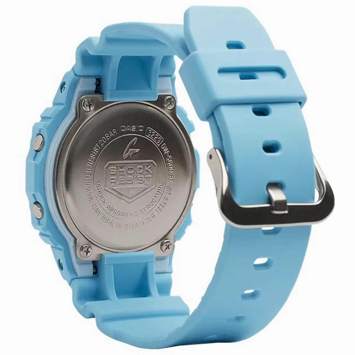 Casio Men's Quartz Watch - G-Shock Blue Resin Strap Digital Grey Dial | DW5600SC-2