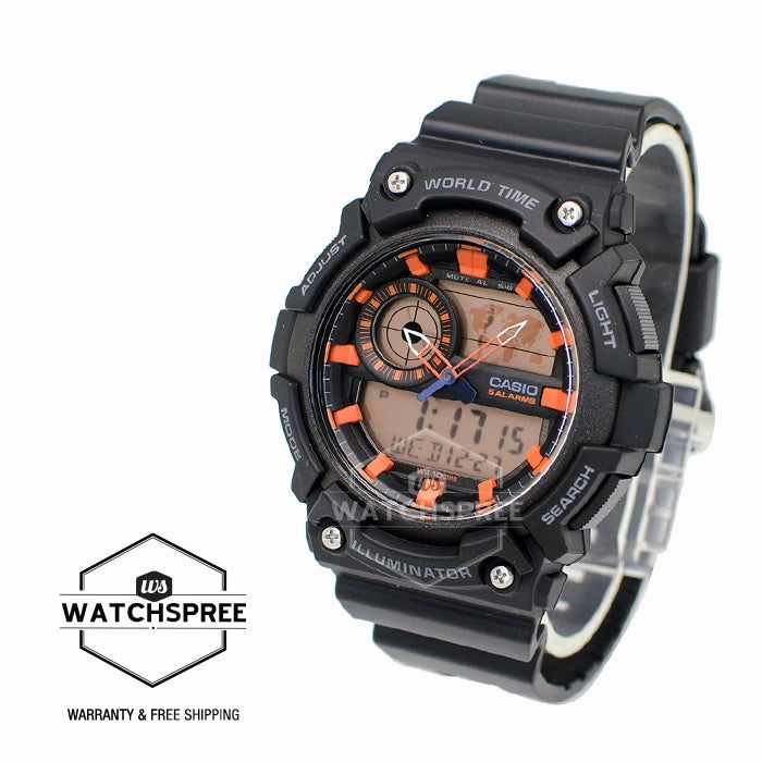 Casio Men's Standard Digital Analog Black Resin Band Watch AEQ200W-1A2 AEQ-200W-1A2