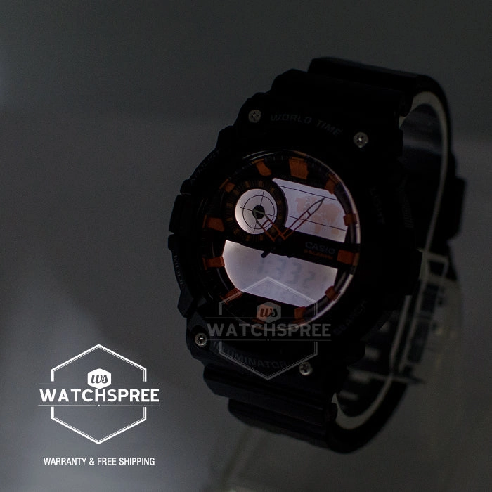 Casio Men's Standard Digital Analog Black Resin Band Watch AEQ200W-1A2 AEQ-200W-1A2
