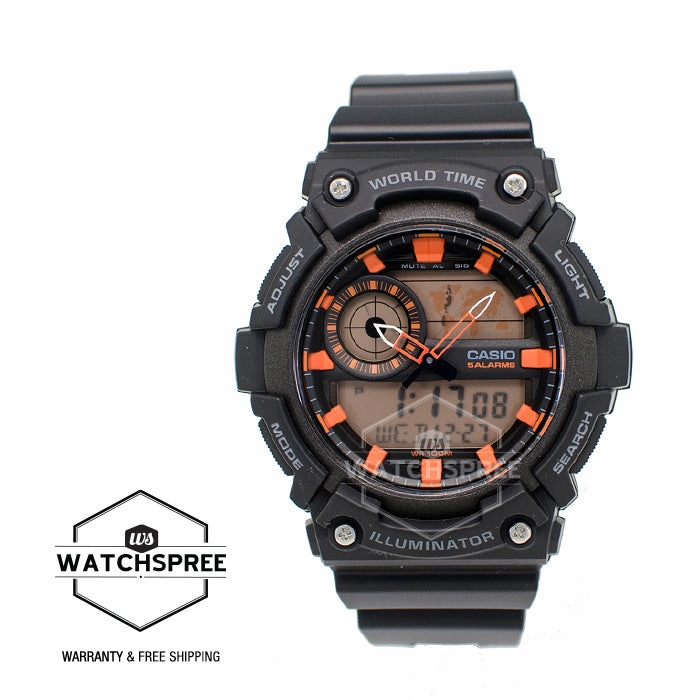 Casio Men's Standard Digital Analog Black Resin Band Watch AEQ200W-1A2 AEQ-200W-1A2