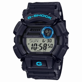 Casio Men's Watch - G-Shock Black and blue Digital Black Resin Strap Alarm| GD400-1B2