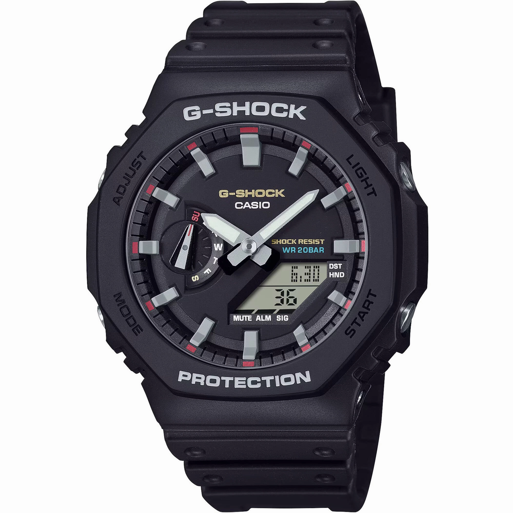 Casio Men's Watch - G-Shock Chrono Black and Grey Dial Analog-Digital | GA2100RL-1A