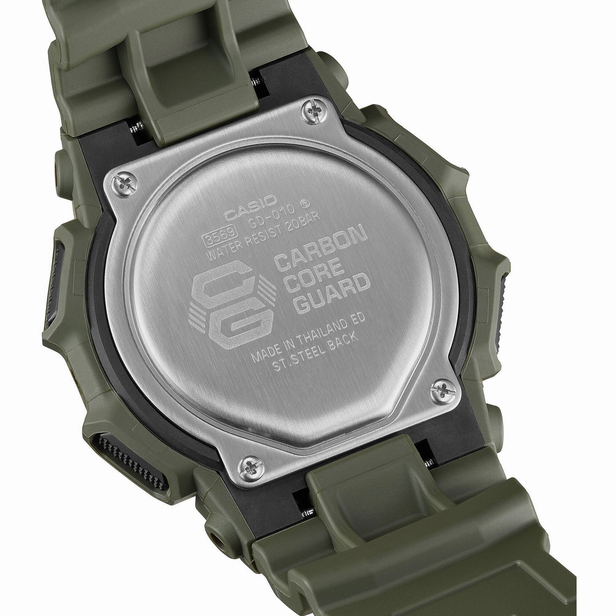 Casio Men's Watch G-Shock World Time Green Bio-Based Resin Strap Digital GD010-3