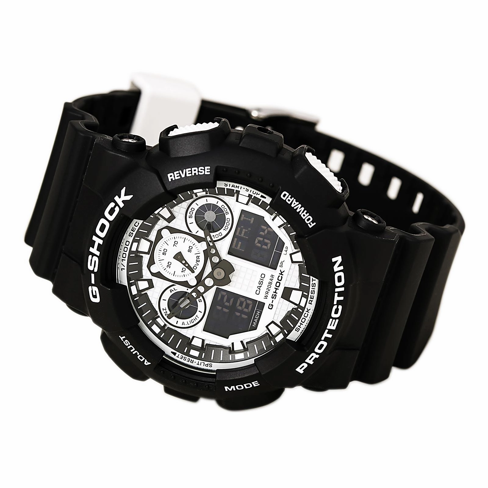 Casio Men's World Time Watch - G-Shock Dive Resin Strap Ana-Digi Dial | GA100BW-1A