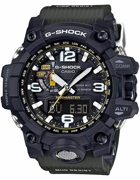 Casio Mens Solar Atomic G-Shock Mudmaster - Dark Green Strap - Triple Sensor