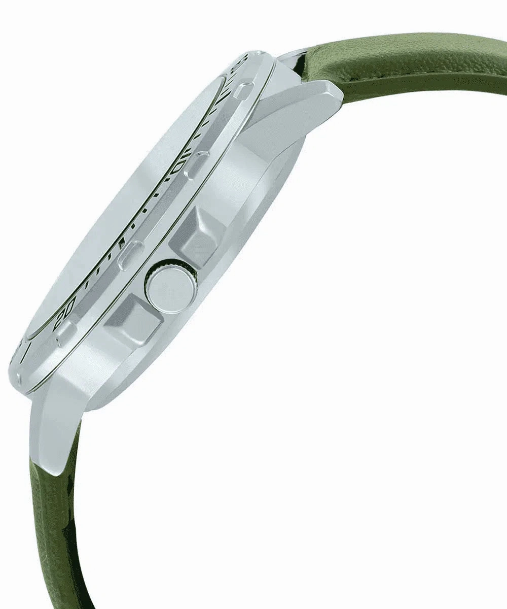 Casio MTP-VD01L-3BVUDF Army Green Leather Watch for Men