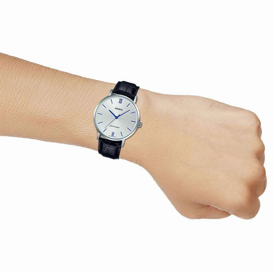Casio MTP-VT01L-7B1UDF Black Leather Watch for Men