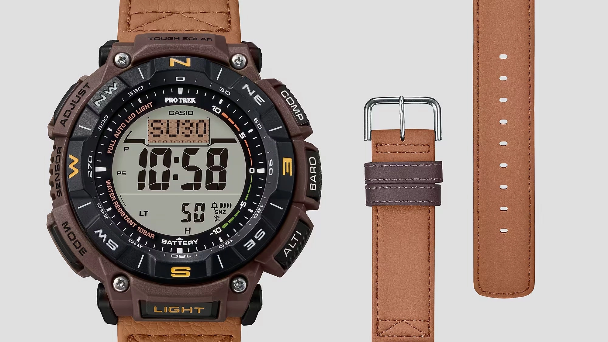 Casio Protrek CLIMBING COYOTE BROWN Triple Sensor Solar Mens Watch PRG340L-5