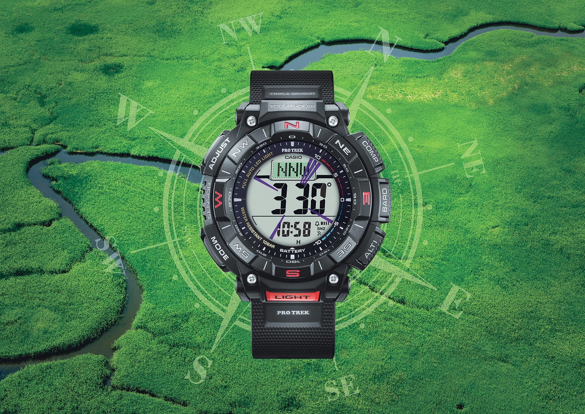 Casio Protrek Digital Solar Black Resin Band Watch PRG340-1D