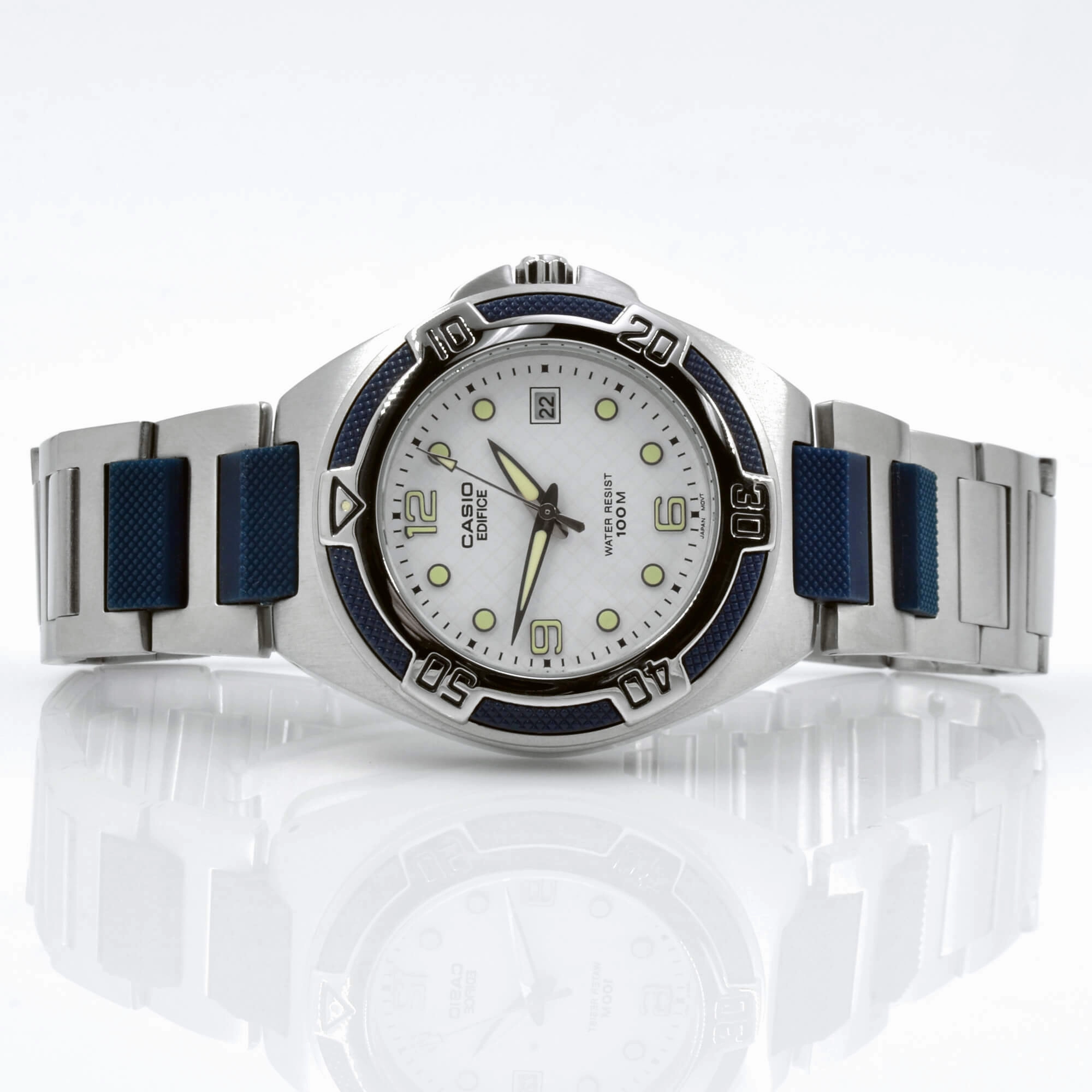 Casio Stainless steel Case Silver,blue Band Watch | EF-101D-7AVEF