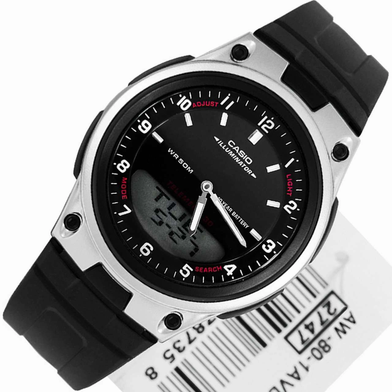 Casio Standard AW-80-1A Black/Silver Resin Strap Watch for Men