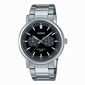 Casio Standard Black Dial Stainless Steel Watch MTPE335D-1E