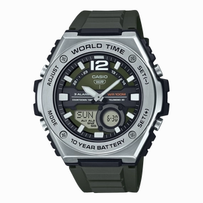 Casio Standard Black Resin Band Green Dial Watch MWQ100-3A