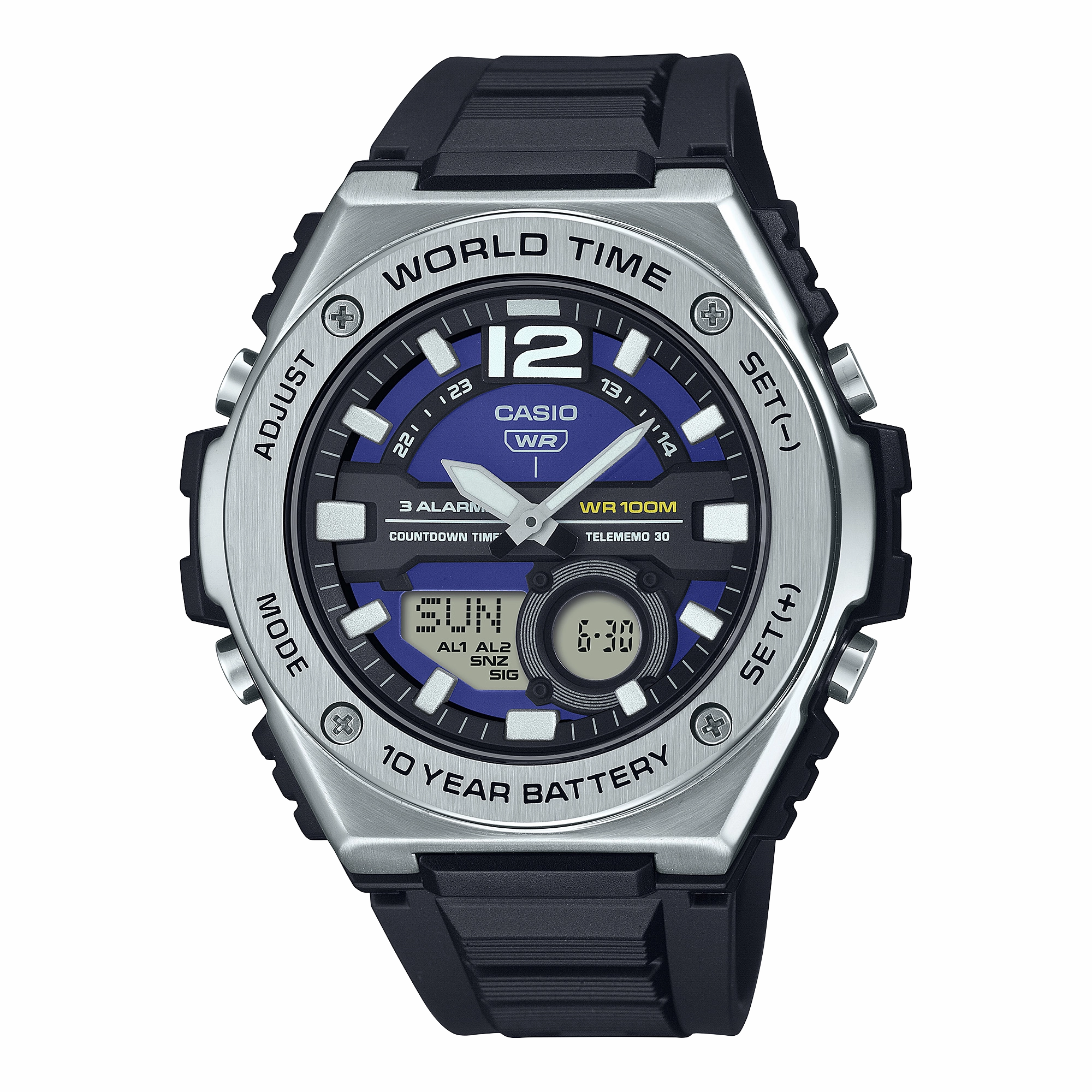 Casio Standard Black Resin Band Purple Dial Watch MWQ100-2A