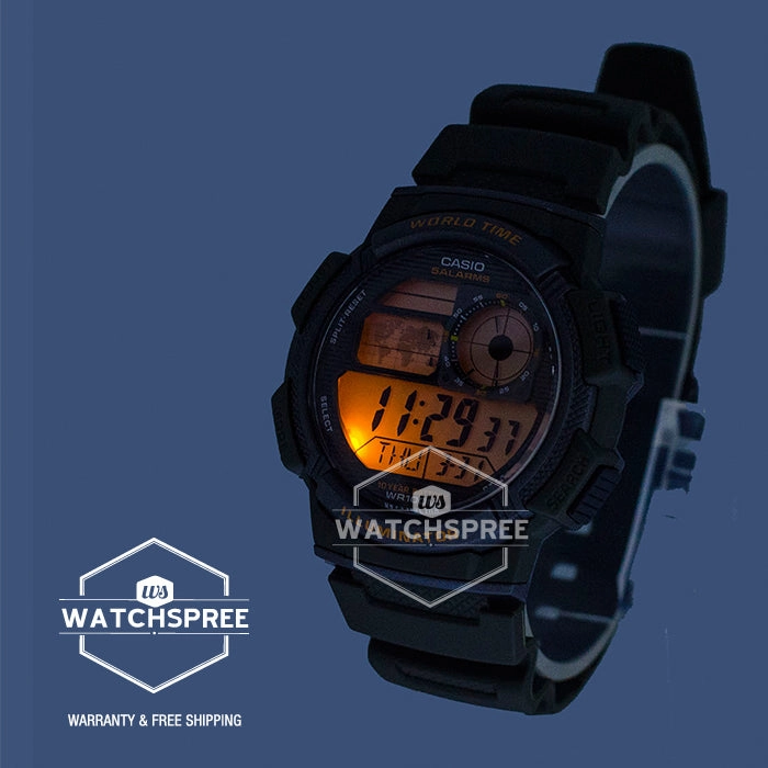 Casio Standard Digital Sporty Design Green Resin Band Watch AE1000W-3A
