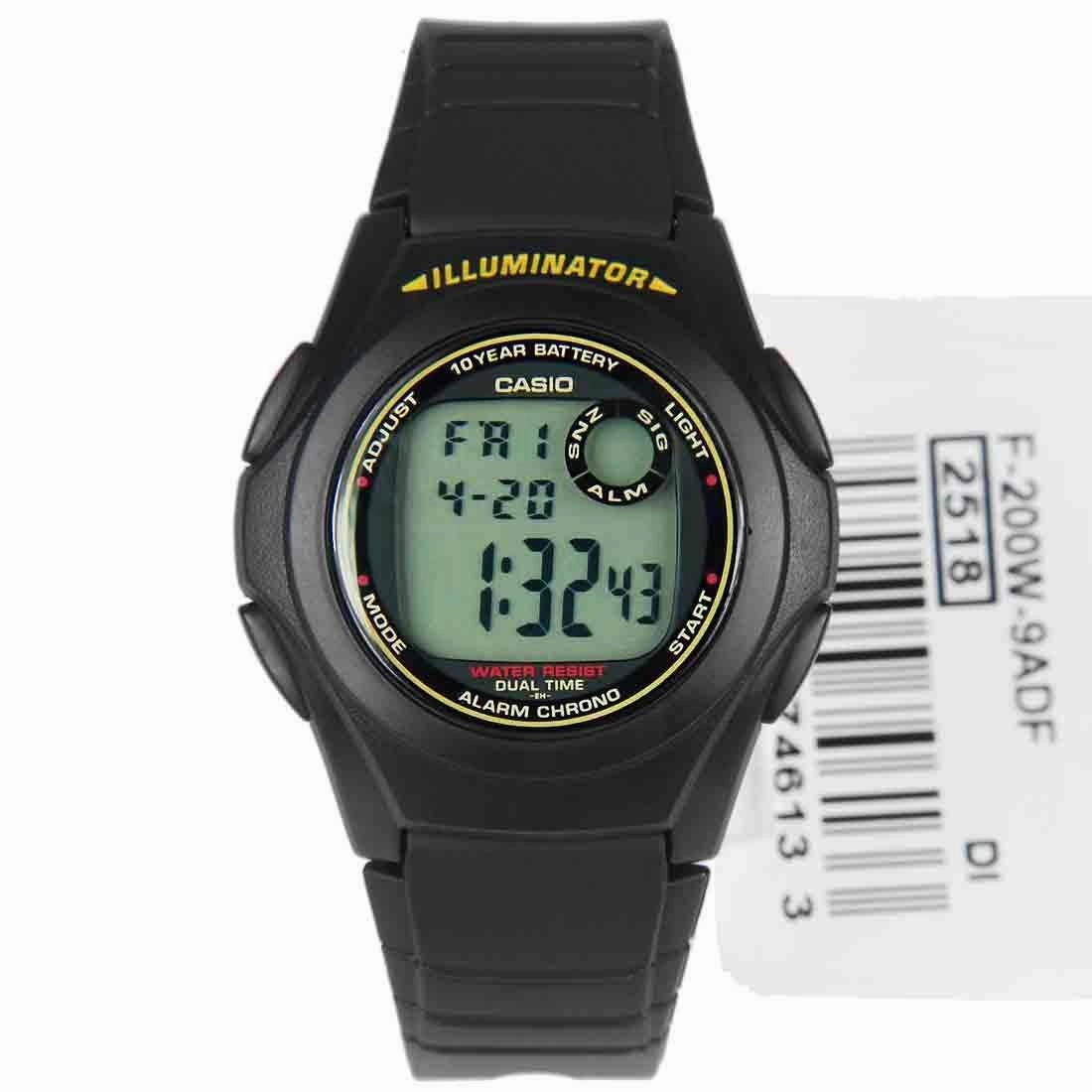 Casio Standard F-200W-9ADF Black Resin Strap Watch for Men