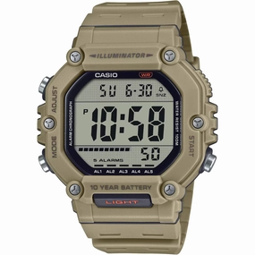 Casio Unisex Watch Dual Time Grey Digital Dial Khaki Resin Strap AE-1600H-5AVCF