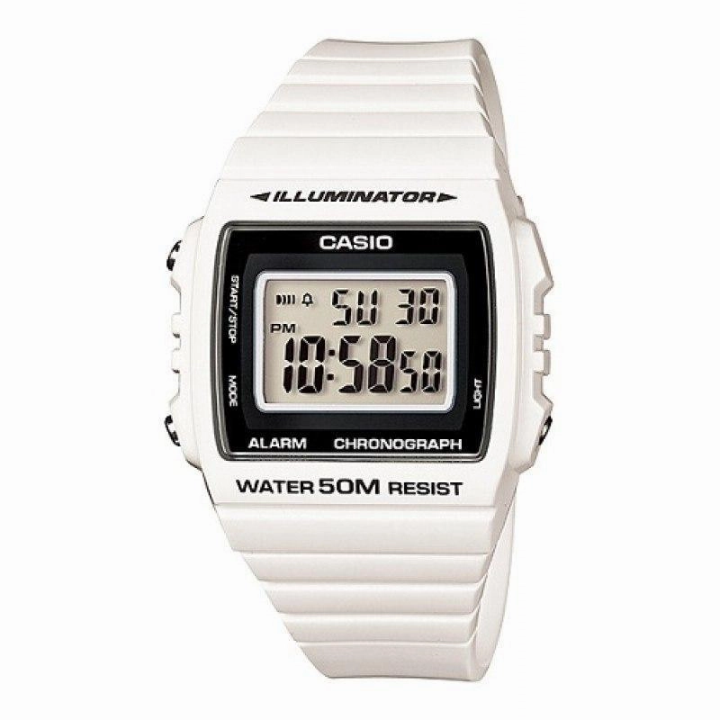 Casio W-215H-7A White Resin Strap Watch For Men and Women