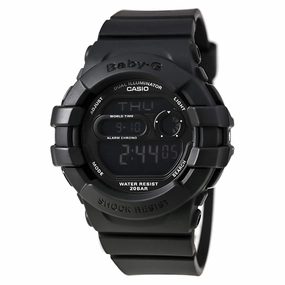 Casio Women's Baby-G Dual Illuminator Black Resin Strap Digital Black Dial Alarm Watch | BGD140-1A