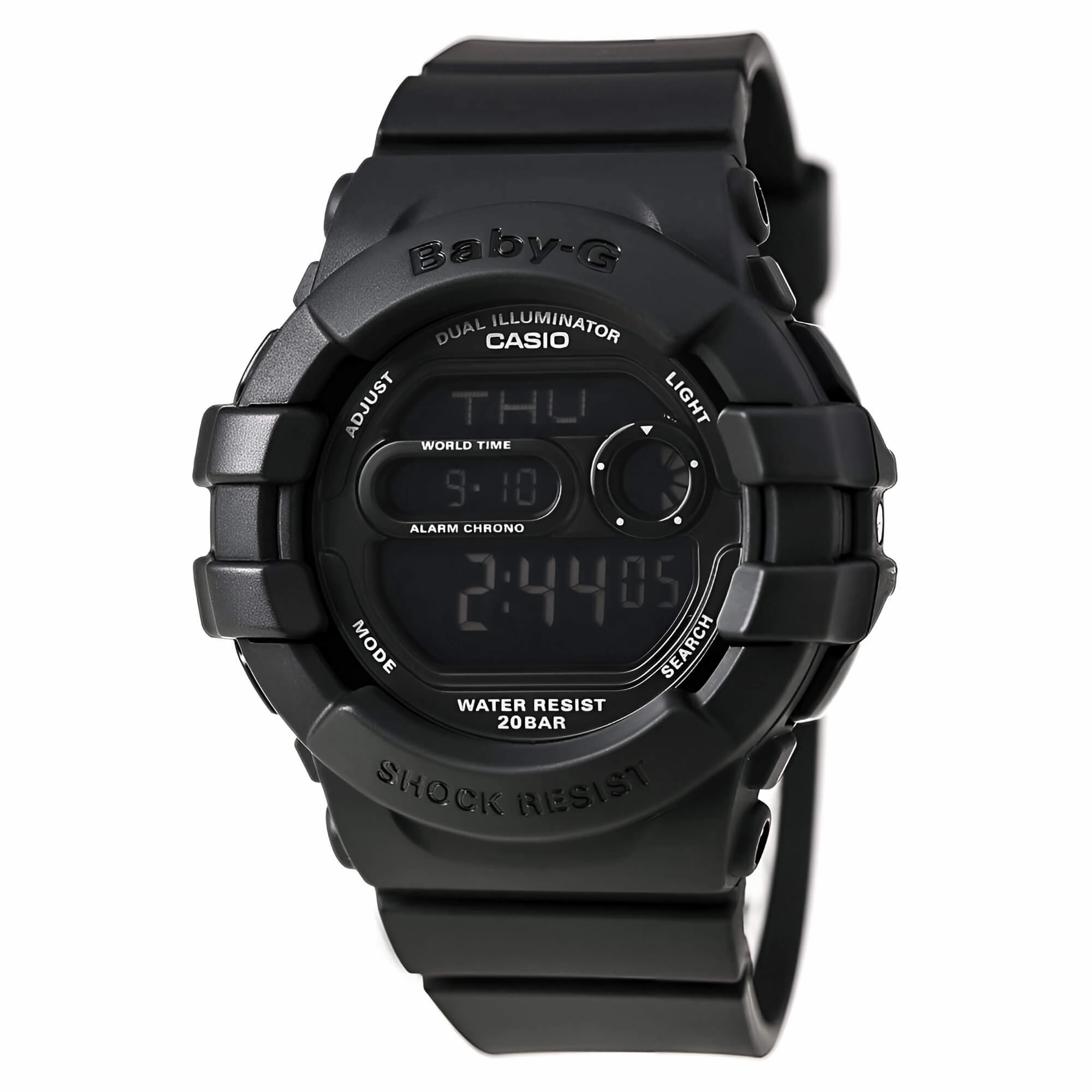 Casio Women's Baby-G Dual Illuminator Black Resin Strap Digital Black Dial Alarm Watch | BGD140-1A