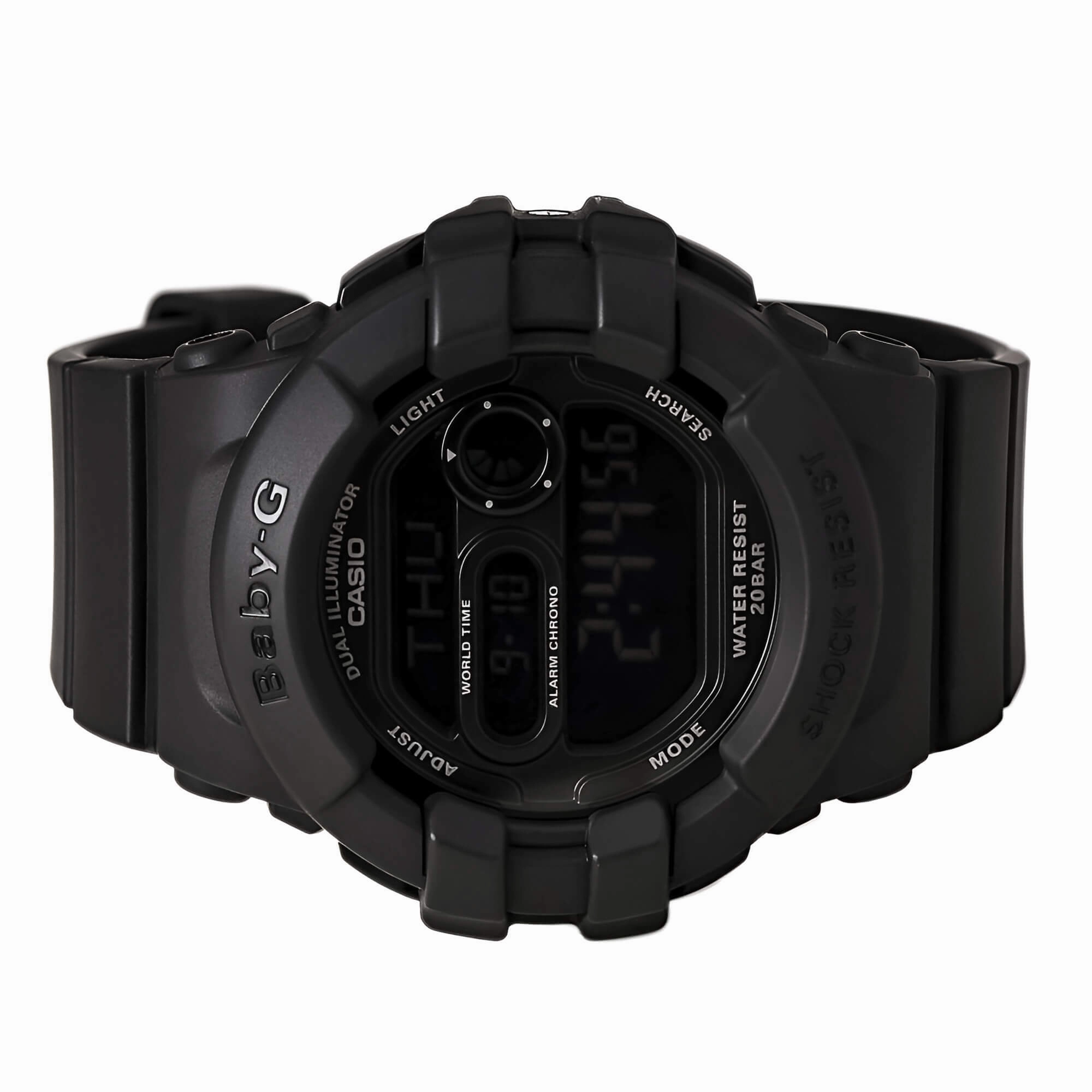 Casio Women's Baby-G Dual Illuminator Black Resin Strap Digital Black Dial Alarm Watch | BGD140-1A
