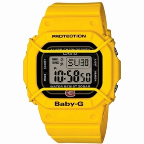 Casio Women's Watch - Baby-G Black and Grey Digital Dial Yellow Resin Strap | BGD500-9
