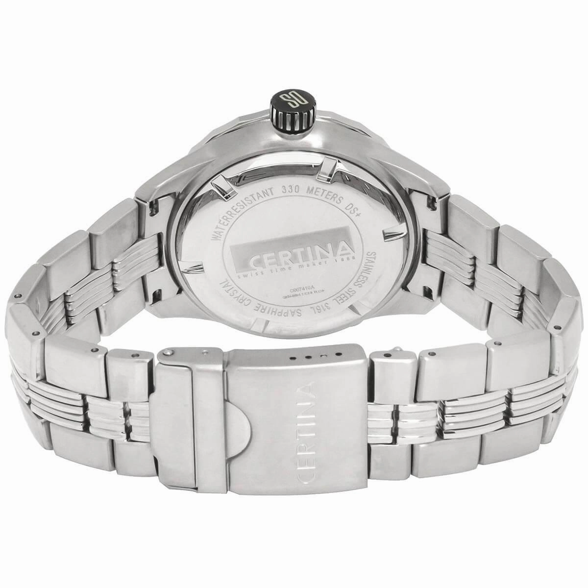 Certina Men's Quartz Watch - DS Blue Ribbon Black Dial Bracelet | C007.410.11.051.00
