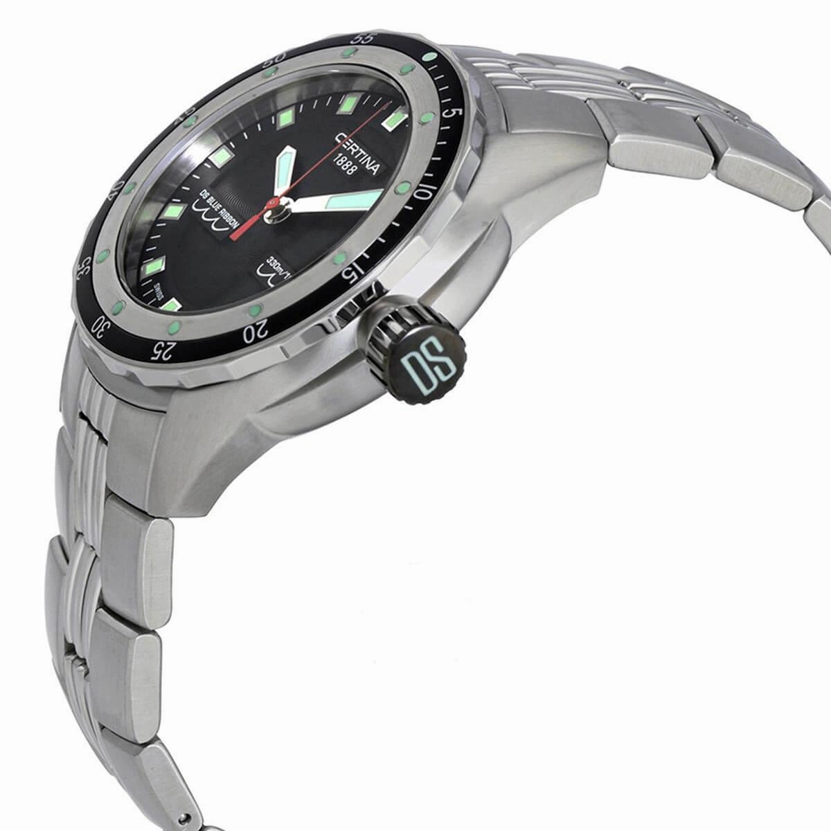Certina Men's Quartz Watch - DS Blue Ribbon Black Dial Bracelet | C007.410.11.051.00