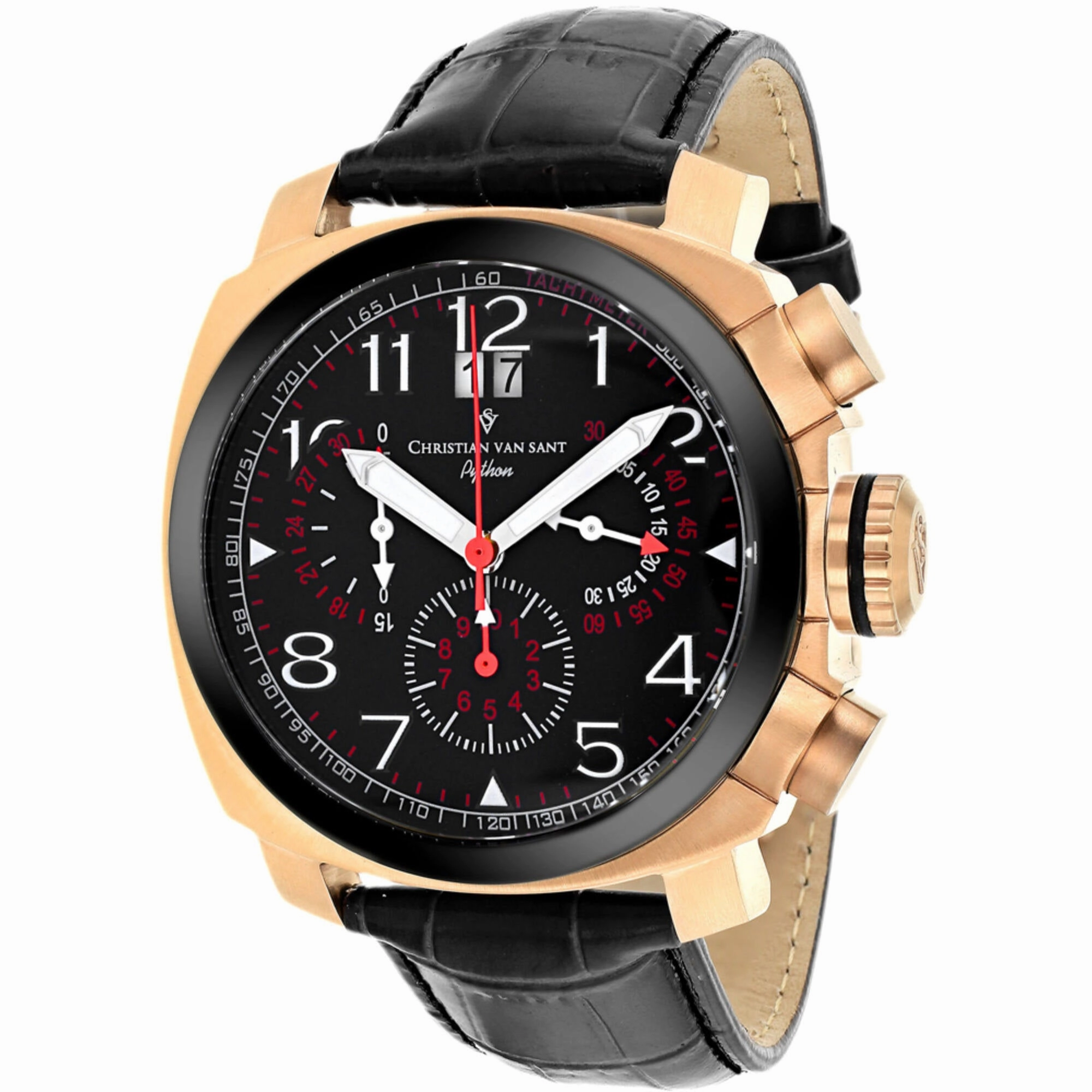 Christian Van Sant Men's Watch - Grand Python Quartz Black Dial Strap | CV3AU11