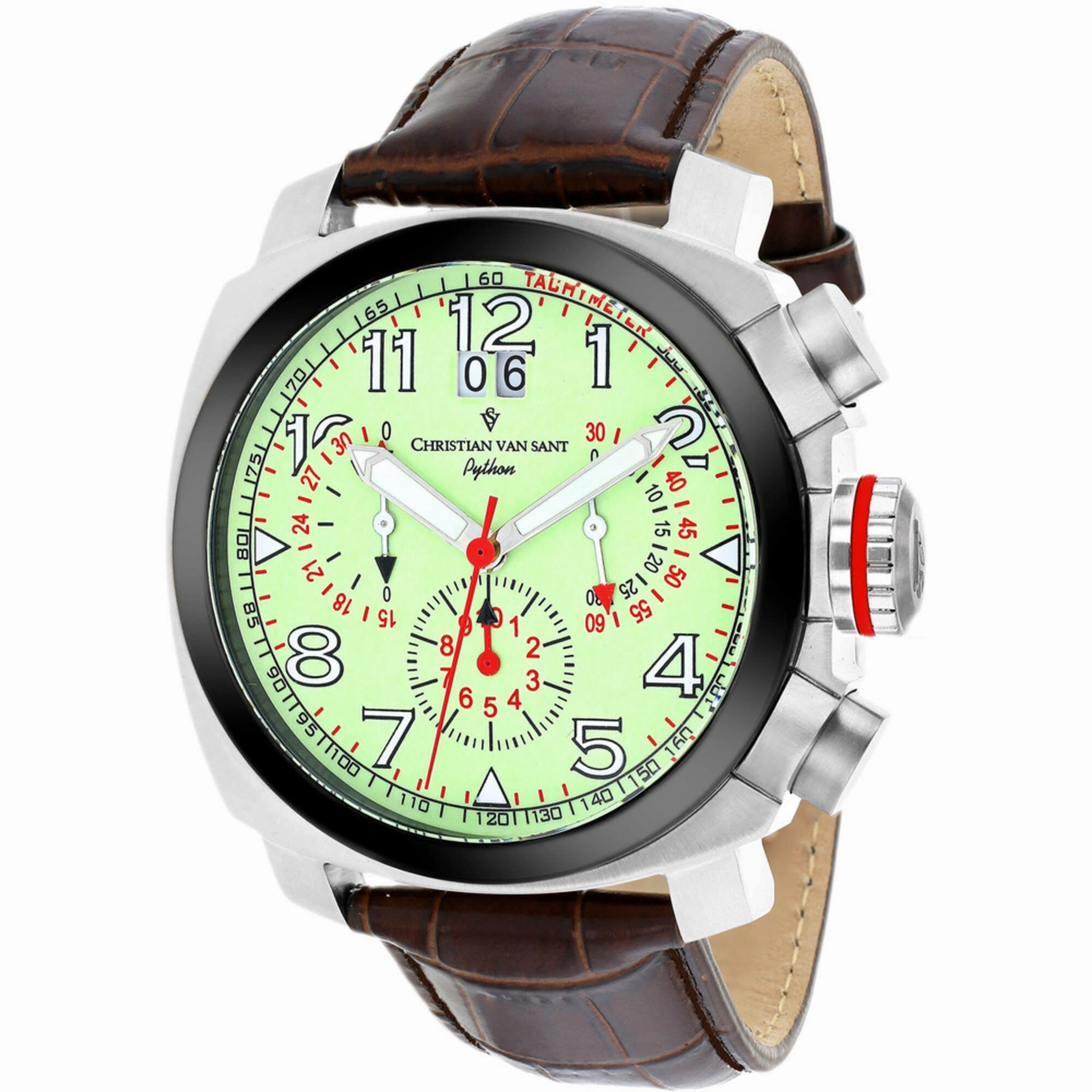 Christian Van Sant Men's Watch - Grand Python Quartz Brown Leather Strap | CV3AU6