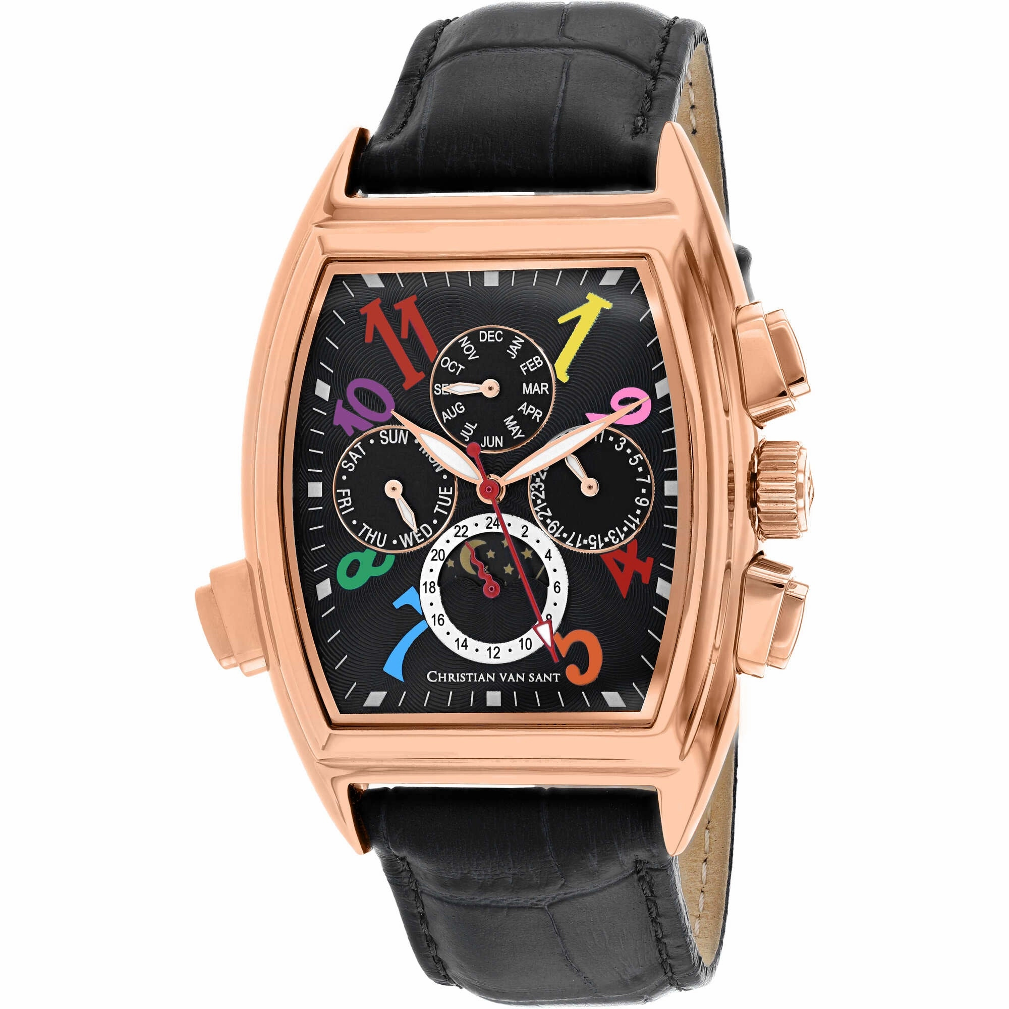 Christian Van Sant Men's Watch - Grandeur Automatic Black Leather Strap | CV2137