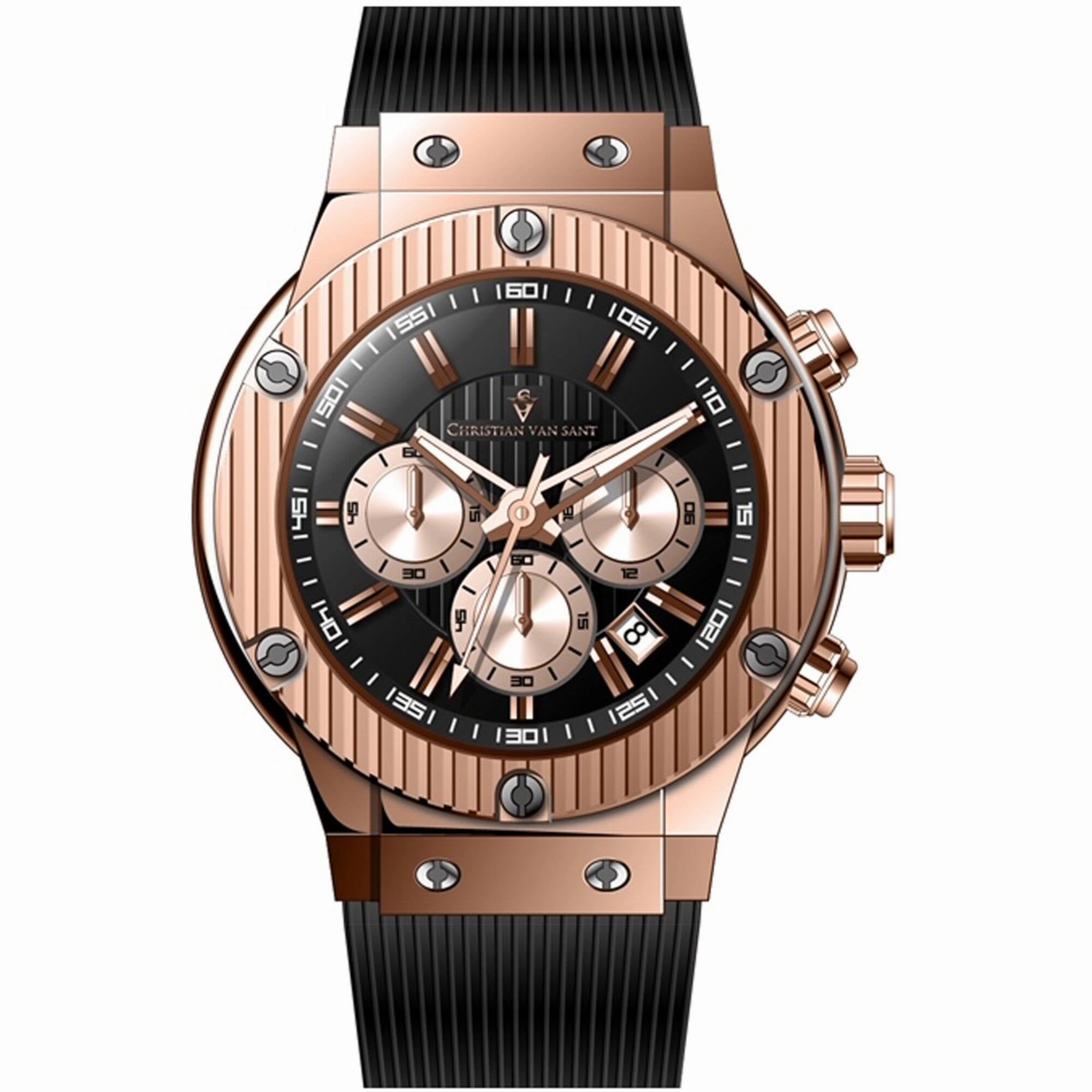 Christian Van Sant Men's Watch - Monarchy Quartz Red Dial Rubber Strap | CV8146