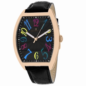 Christian Van Sant Men's Watch - Royalty II Quartz Black Dial Leather Strap | CV0375