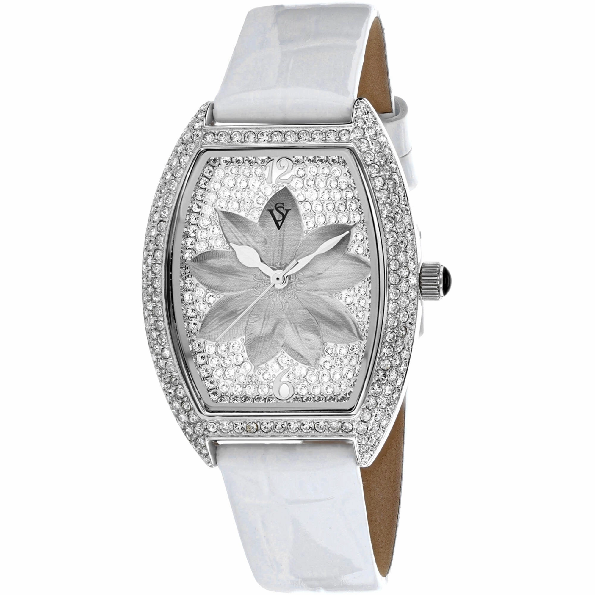 Christian Van Sant Women's Watch - Lotus Quartz White Dial Leather Strap | CV4851